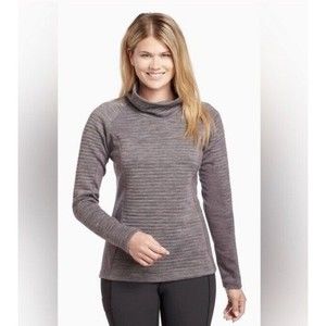 Kuhl Verena Sweater Womens Small Gray Purple Funnel Neck Long Sleeve Wool Blend